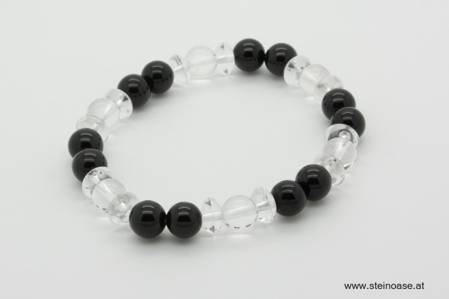 Armband Bergkristall & Onyx